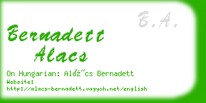 bernadett alacs business card